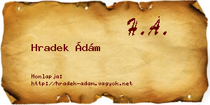 Hradek Ádám névjegykártya